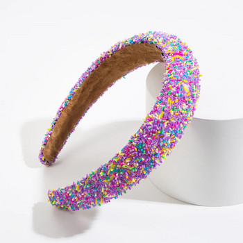 Πολυτελή ανοιξιάτικες πολύχρωμες χάντρες με σφουγγάρι με επένδυση για κεφαλόδεσμο Αξεσουάρ μαλλιών για ενήλικες Hair Jewley