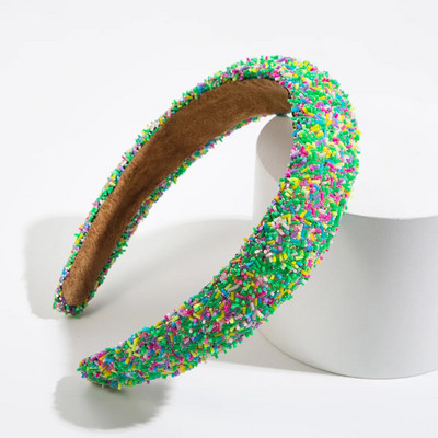 Luksusa pavasara krāsainas krelles, sūklis, polsterēta matu lente, galvas saite pieaugušajiem matiem, aksesuāri matiem Jewley