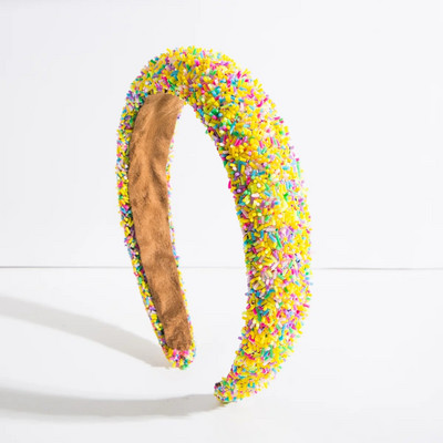 Luksusa pavasara krāsainas krelles, sūklis, polsterēta matu lente, galvas saite pieaugušajiem matiem, aksesuāri matiem Jewley