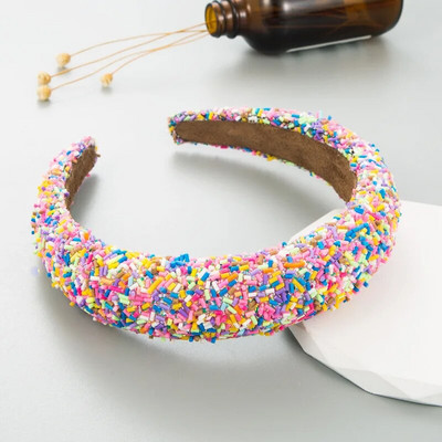 Luksusa pavasara krāsainas krelles, sūklis, polsterēta matu lente, galvas saite pieaugušajiem matiem, aksesuāri matiem Jewley