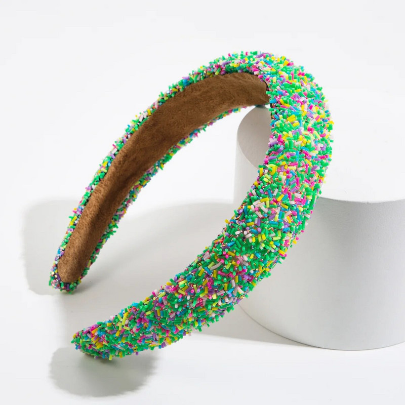 Luksusa pavasara krāsainas krelles, sūklis, polsterēta matu lente, galvas saite pieaugušajiem matiem, aksesuāri matiem Jewley