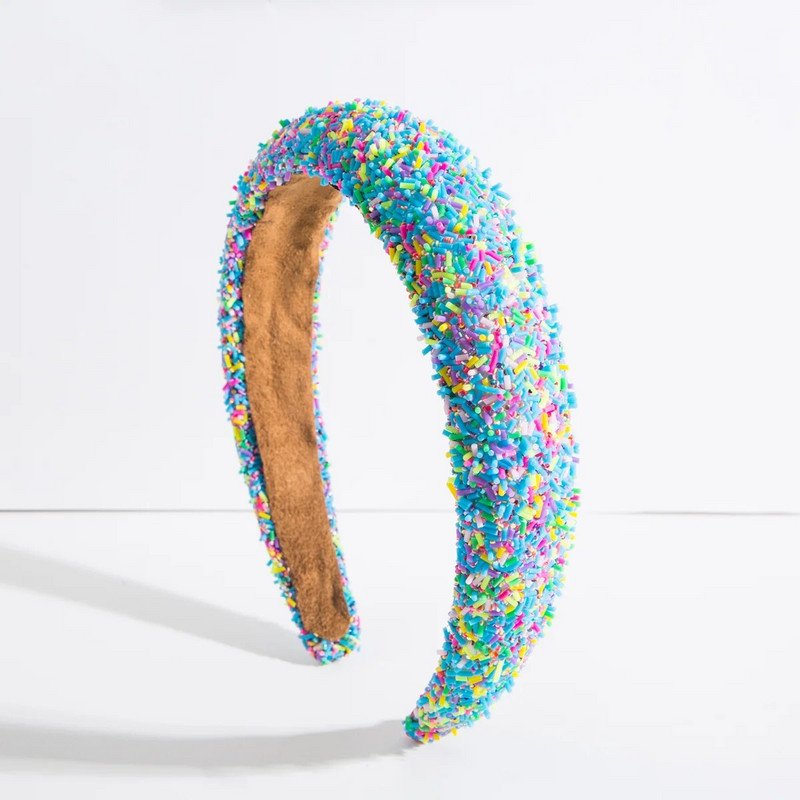 Luksusa pavasara krāsainas krelles, sūklis, polsterēta matu lente, galvas saite pieaugušajiem matiem, aksesuāri matiem Jewley