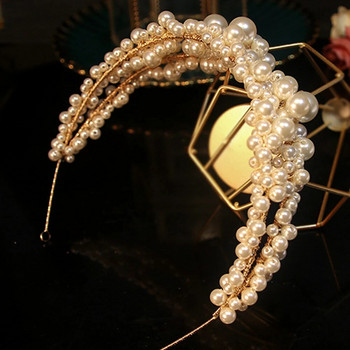 Ръчно изработен обръч за коса с неправилни перли с мъниста за жени Луксозни сватбени ленти за парти Аксесоари за коса Бижута