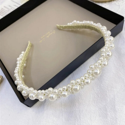 Modes matu aksesuāri sieviešu pērļu galvas lente princese ziedu neslīdoši matu lentes galvassegas mežonīgi jauki meitenes matu lente galvassegas