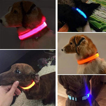 LED светещ нашийник за кучета Акумулаторна светеща нашийник Регулируема голяма нощна лампа за кучета Защитен нашийник за домашни любимци за малки кучета Котка