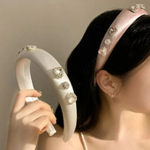 Nova ružičasta djevojka ~ Love Rhinestone satenska traka za kosu Široka bočna visoka lubanja Svestrana slatka traka za glavu 2023 Korejski ukras za kosu