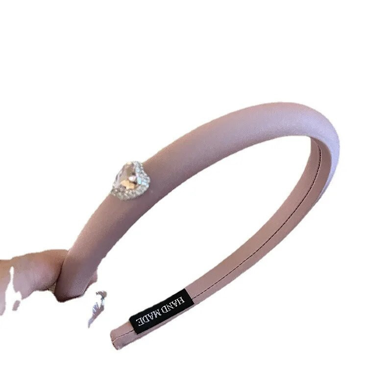 Σχήμα καρδιάς στρας Headband Atmosphere Pink Satin High Skull Top με φαρδιά άκρα φουρκέτα στολίδια για τα μαλλιά Γυναικεία