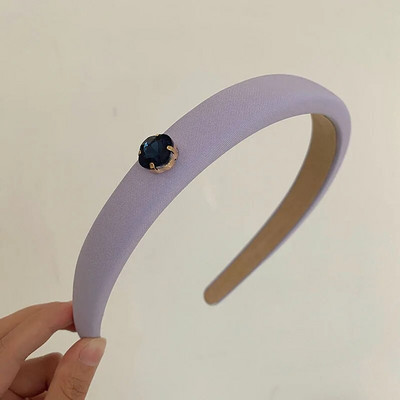 Korejiešu stila vienkārša sapņaini zila galvas saite ar plānām malām ar rombiem iestrādāta eleganta augsta galvaskausa matu stīpa, sūkļa matu sprādzes galvassega