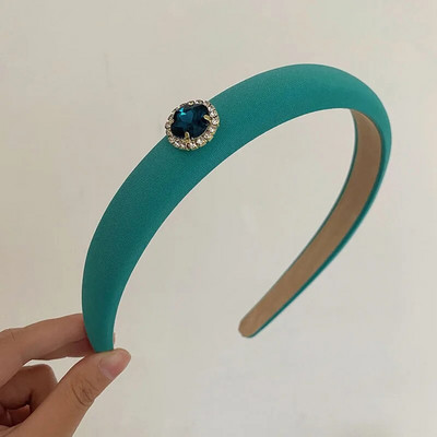 Korejiešu stila vienkārša sapņaini zila galvas saite ar plānām malām ar rombiem iestrādāta eleganta augsta galvaskausa matu stīpa, sūkļa matu sprādzes galvassega