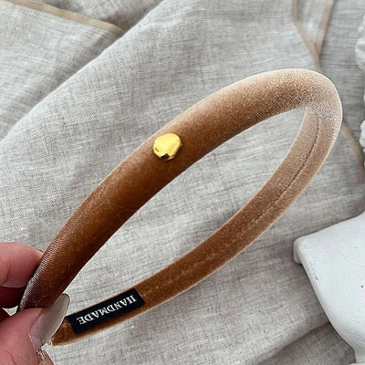 Velvet Gold Love Bean matu stīpa šaurs izdevums Slim rudens ziemas pretslīdēšanas galvas stīpa Augsta galva Top Vintage matu sprādzes aksesuāri