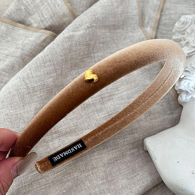 Velvet Gold Love Bean matu stīpa šaurs izdevums Slim rudens ziemas pretslīdēšanas galvas stīpa Augsta galva Top Vintage matu sprādzes aksesuāri