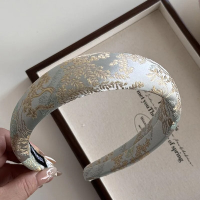 Nova kineska traka za glavu s vezom Ženska žakard traka za glavu u kineskom stilu Elegantni obruč za kosu Visoka gumica za kosu s lubanjom Vintage Pokrivala za glavu