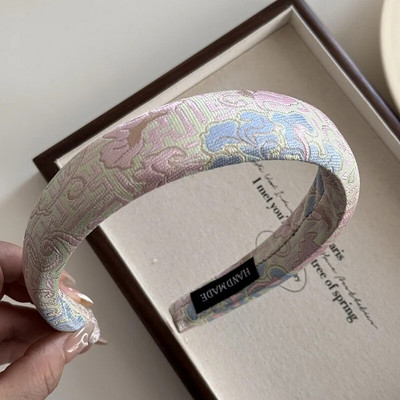 Nova kineska traka za glavu s vezom Ženska žakard traka za glavu u kineskom stilu Elegantni obruč za kosu Visoka gumica za kosu s lubanjom Vintage Pokrivala za glavu