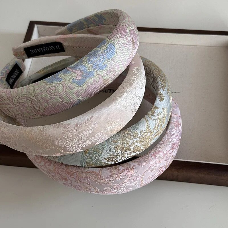Nova kineska traka za glavu s vezom Ženska žakard traka za glavu u kineskom stilu Elegantni obruč za kosu Visoka gumica za kosu s lubanjom Vintage Pokrivala za glavu