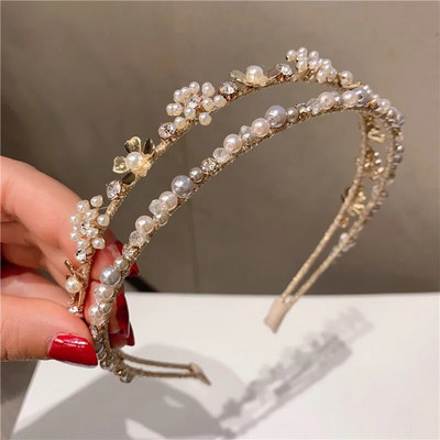 Bohemian Ethnic Pearl Flower Handmade Headbands Hairbands για γυναίκες Αξεσουάρ μαλλιών για κορίτσια