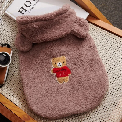 Ρούχα για κατοικίδια γαλλικά μπουλντόγκ Χειμερινή στολή σκυλιών Μαλακή φανέλα για κουτάβι Ρούχα για σκύλους Παλτό Pug Bear Ear Ρούχα για σκύλους Προϊόντα για κατοικίδια