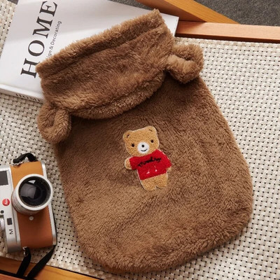 Ρούχα για κατοικίδια γαλλικά μπουλντόγκ Χειμερινή στολή σκυλιών Μαλακή φανέλα για κουτάβι Ρούχα για σκύλους Παλτό Pug Bear Ear Ρούχα για σκύλους Προϊόντα για κατοικίδια