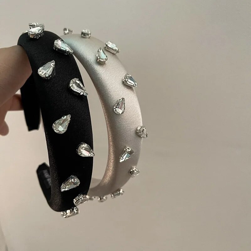 viegla luksusa smagā rūpniecība Čehijas dimanta piliens zīda sūklis palielina matu lente sieviešu ikdienas galvas saite matu aksesuāri sieviešu