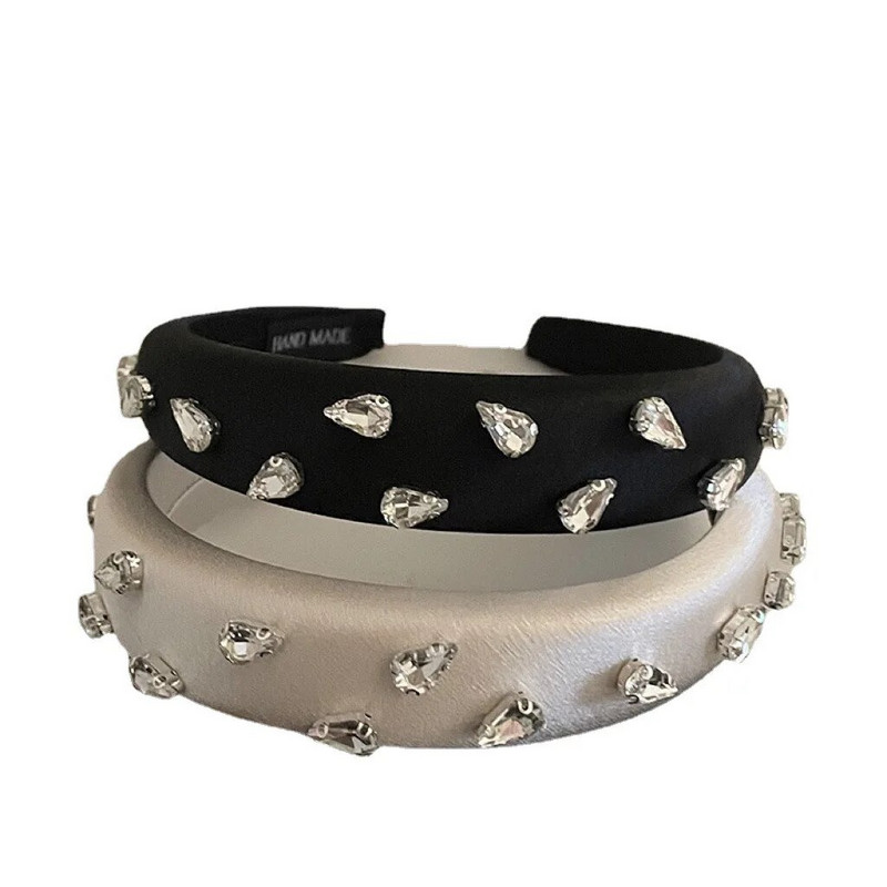 viegla luksusa smagā rūpniecība Čehijas dimanta piliens zīda sūklis palielina matu lente sieviešu ikdienas galvas saite matu aksesuāri sieviešu