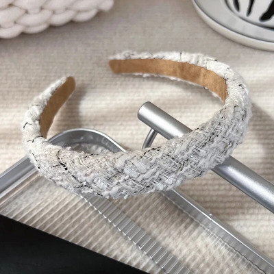 Rudens/ziemas jauna melnbalta rūtainā galvas saite Sūkļa plata matu lente sievietei, meitenei Eleganta matu stīpa Modes matu aksesuāri