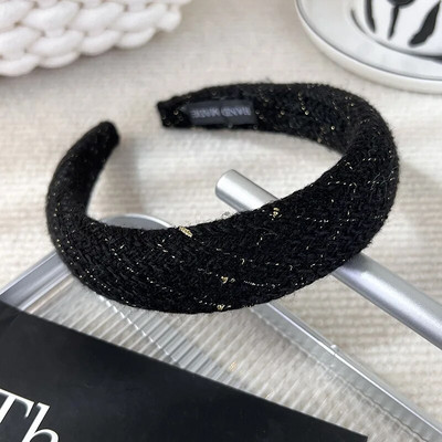 Rudens/ziemas jauna melnbalta rūtainā galvas saite Sūkļa plata matu lente sievietei, meitenei Eleganta matu stīpa Modes matu aksesuāri