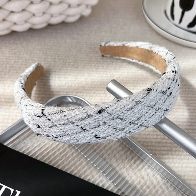 Rudens/ziemas jauna melnbalta rūtainā galvas saite Sūkļa plata matu lente sievietei, meitenei Eleganta matu stīpa Modes matu aksesuāri