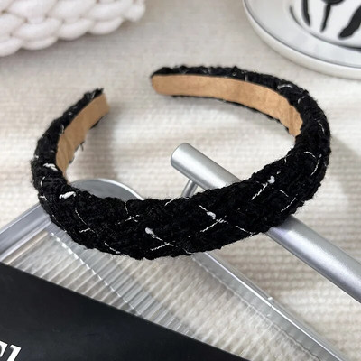 Rudens/ziemas jauna melnbalta rūtainā galvas saite Sūkļa plata matu lente sievietei, meitenei Eleganta matu stīpa Modes matu aksesuāri