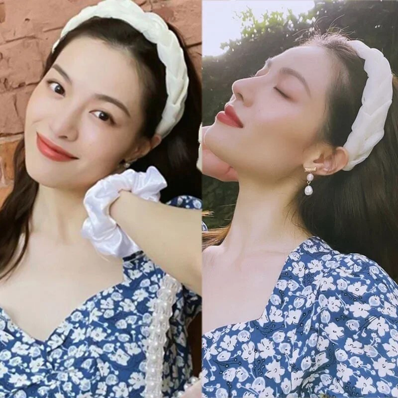 Gumice za kosu za žene korejskog stila, spužvasta bijela traka za glavu širokog oboda, modna, elegantna gumica za kosu
