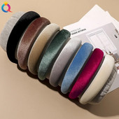 Vintage vienkrāsains samta galvas stīpa Matu lentes Ziemai Jaunas Sūkļa matu stīpas Bezel galvas lentes Sievietēm Modes matu aksesuāri