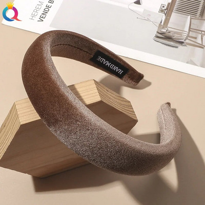 Vintage vienkrāsains samta galvas stīpa Matu lentes Ziemai Jaunas Sūkļa matu stīpas Bezel galvas lentes Sievietēm Modes matu aksesuāri