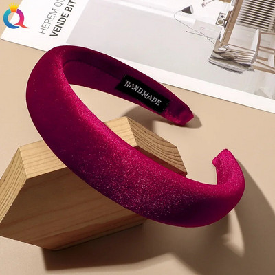 Vintage vienkrāsains samta galvas stīpa Matu lentes Ziemai Jaunas Sūkļa matu stīpas Bezel galvas lentes Sievietēm Modes matu aksesuāri