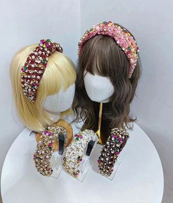 Νέα Winter Pearls Woolen Cloth Αμοιβαία μπαρόκ Retro Hairband Headwear για γυναίκες Wedding Sense Of Advanced 250