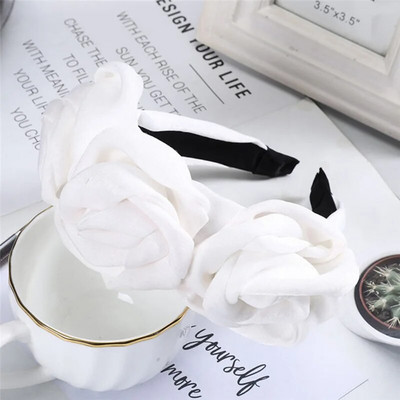 Γυναικεία κορίτσια Μεταξωτό σατέν τριαντάφυλλο λουλούδι Κορδέλα κεφαλής Αξεσουάρ μαλλιών για ενήλικες Hair Jewley