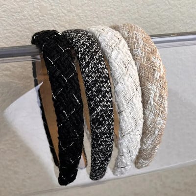 Retro New Lattice Tweed Headbands for Women Ταμπεραμέντο Κορδέλες μαλλιών Συμπαγές σφουγγαράκι για τα μαλλιά φθινοπωρινό χειμερινό αξεσουάρ μαλλιών