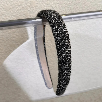 Retro New Lattice Tweed Headbands for Women Ταμπεραμέντο Κορδέλες μαλλιών Συμπαγές σφουγγαράκι για τα μαλλιά φθινοπωρινό χειμερινό αξεσουάρ μαλλιών