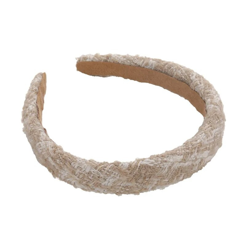 Retro New Lattice Tweed Headbands for Women Ταμπεραμέντο Κορδέλες μαλλιών Συμπαγές σφουγγαράκι για τα μαλλιά φθινοπωρινό χειμερινό αξεσουάρ μαλλιών