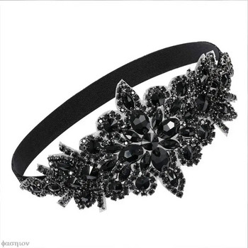 Vintage Μαύρη στρας Headband Beads Party Beads με παγιέτες 20s Headpiece 1920s Gatsby Flapper Headband for Women Headpiece