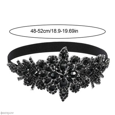 Vintage fekete strasszos fejpánt party gyöngyök flitterrel díszített 20-as évek fejdísz 1920-as évek Gatsby füles fejpánt női fejdísz