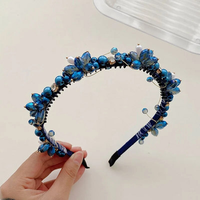 Ar kristāla pērlēm ietītu ziedu galvassega Modes matu aksesuāri Sieviešu Moderns Temperamenta Matu Lente Matu Lente Meiteņu Galvassegas Jaunums