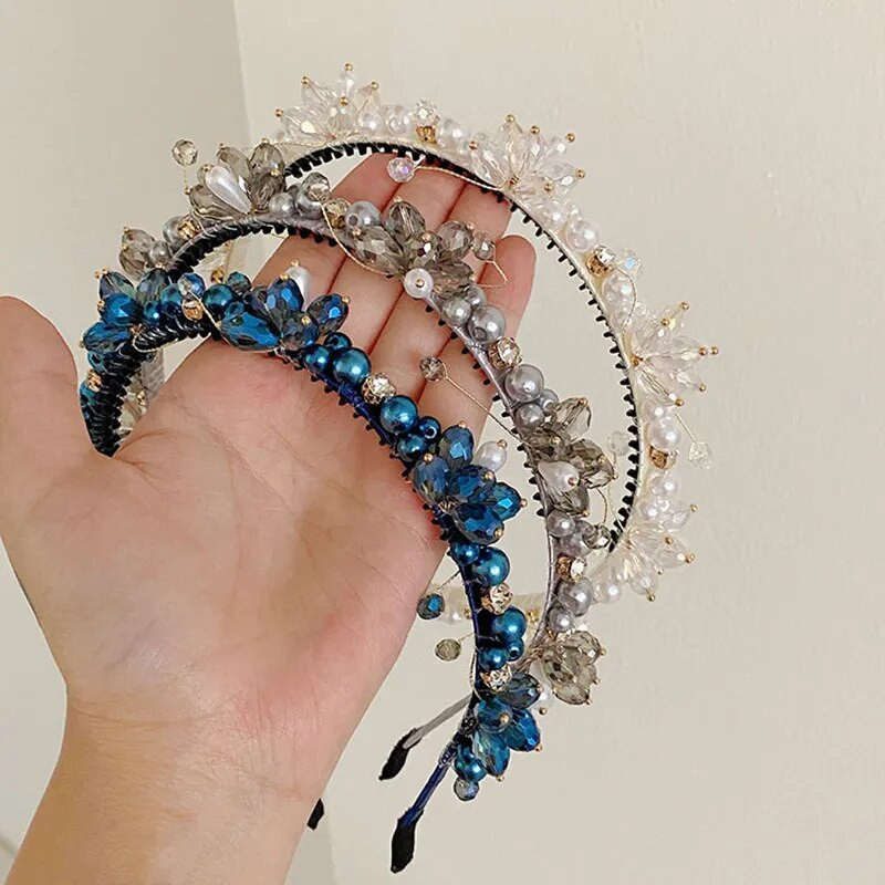 Ar kristāla pērlēm ietītu ziedu galvassega Modes matu aksesuāri Sieviešu Moderns Temperamenta Matu Lente Matu Lente Meiteņu Galvassegas Jaunums