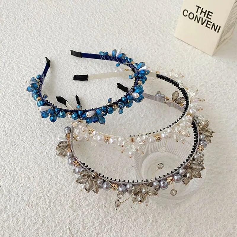 Ar kristāla pērlēm ietītu ziedu galvassega Modes matu aksesuāri Sieviešu Moderns Temperamenta Matu Lente Matu Lente Meiteņu Galvassegas Jaunums