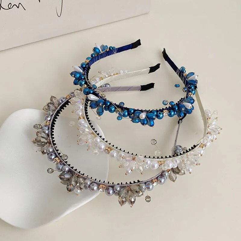 Ar kristāla pērlēm ietītu ziedu galvassega Modes matu aksesuāri Sieviešu Moderns Temperamenta Matu Lente Matu Lente Meiteņu Galvassegas Jaunums