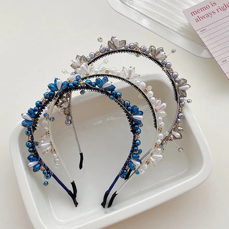 Ar kristāla pērlēm ietītu ziedu galvassega Modes matu aksesuāri Sieviešu Moderns Temperamenta Matu Lente Matu Lente Meiteņu Galvassegas Jaunums
