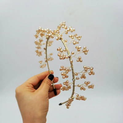 Kristāla tinuma galvas saite modes matu aksesuāri sieviešu trīsdimensiju lapu dubultā plāna sānu galvas saite jauka matu lenta galvassega