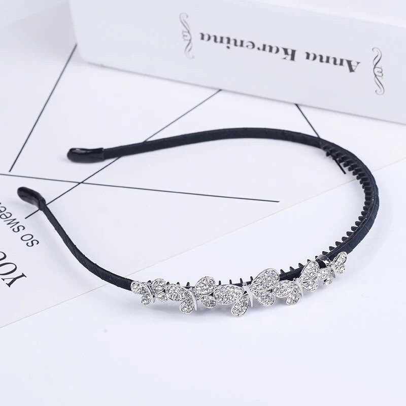 EASYA Antique Silver Χρώμα Vintage Χειροποίητο Κρυστάλλινο Πεταλούδα Μόδα Αξεσουάρ Μαλλιών Μπλε Λευκό Στρας Κεφαλόδεσμος