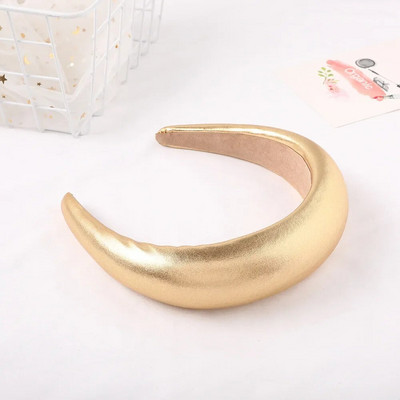 Χοντρό PU σφουγγαράκι με ελαστική ζώνη κεφαλής με επένδυση Vintage Alice Band Αξεσουάρ μαλλιών για γυναίκες και κορίτσια Μαύρο χρυσό ασημί