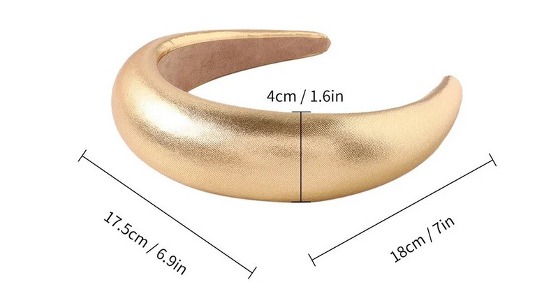 Χοντρό PU σφουγγαράκι με ελαστική ζώνη κεφαλής με επένδυση Vintage Alice Band Αξεσουάρ μαλλιών για γυναίκες και κορίτσια Μαύρο χρυσό ασημί