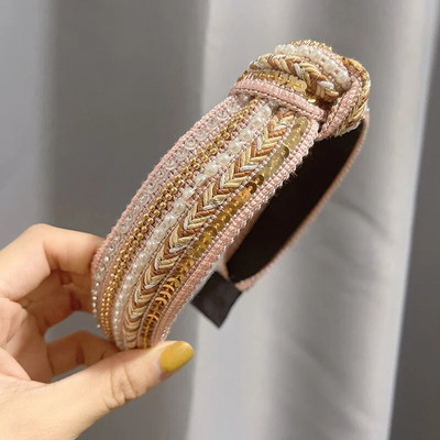 Luksusa auduma mezglu galvas lentes sievietēm Meiteņu galvas lentes Modes matu lentes sieviešu mazgāšanai seja Matu lentes stīpas matu aksesuāri