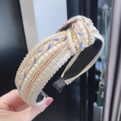 Luksusa auduma mezglu galvas lentes sievietēm Meiteņu galvas lentes Modes matu lentes sieviešu mazgāšanai seja Matu lentes stīpas matu aksesuāri