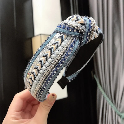 Luksusa auduma mezglu galvas lentes sievietēm Meiteņu galvas lentes Modes matu lentes sieviešu mazgāšanai seja Matu lentes stīpas matu aksesuāri